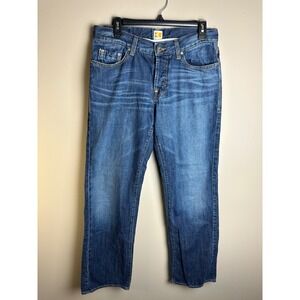 Hugo Boss Orange 31 Mens Straight Leg Jeans Blue Denim 33x32 Button Fly